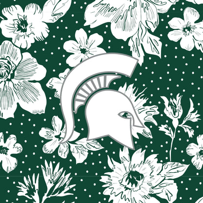 Collegiate RFID All in One Crossbody Bag-Dark Green/White Rain Garden with Michigan State University Logo-Image 4-Vera Bradley