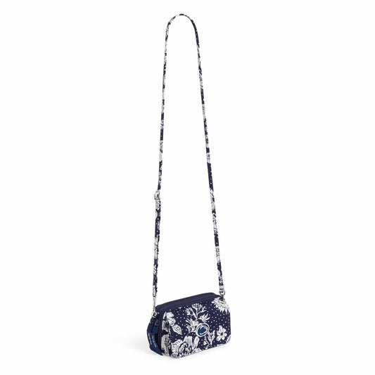 Collegiate RFID All in One Crossbody Bag-Navy/White Rain Garden with Penn State University Logo-Image 2-Vera Bradley